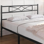 Yaheetech Metal Queen Platform Bed Frames Mattress Foundation with Storage/Curved Design Headboard/NO Box Spring Needed/Heavy-Duty Support/Easy Assembly, Queen, Black