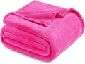 Exclusivo Mezcla Fleece Blanket King Size for Bed, Super Soft and Warm, All Season Use, Cozy, Plush, Lightweight, 90x104 Inches, Hot Pink
