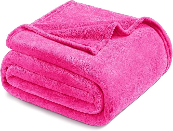 Exclusivo Mezcla Fleece Blanket Twin Size for Bed, Super Soft and Warm, All Season Use, Cozy, Plush, Lightweight, 90x66 Inches, Hot Pink