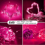 ZGWJ 12 Pack Fairy Lights Battery Operated, 7ft 20 Mini LED Fairy String Lights Silver Wire 3 Modes for DIY, Parties, Wedding, Bedroom, Halloween Christmas Decoration Pink