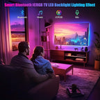 PANGTON VILLA LED Lights for TV 40-60 Inch, 10FT (1 Roll of 10ft) ICRGB TV LED Backlight Kit with Bluetooth APP & 24 Keys Remote, Music Sync Lights Behind, USB Cable Powered, Not Waterproof