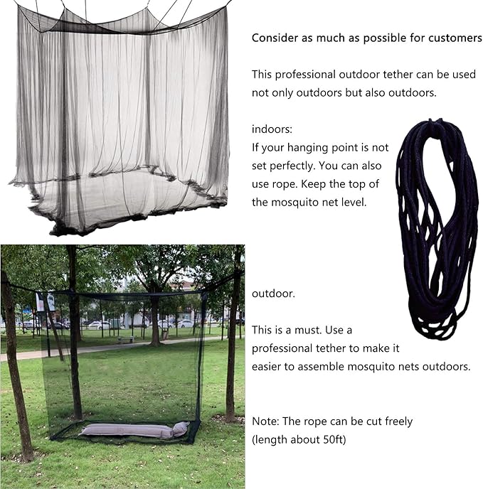 Bed Canopy, Canopy Bed Curtains Bed Drapes for Full Queen King Size Bed Mosquito Net Bed Canopy Curtains for Patio Indoor Outdoor Gothic Room Decor Screen Netting Canopy Curtains Blcak