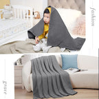 PHF Pre-Washed Cotton Waffle Weave Blanket Throw Size for Couch Bed,Snag Proof Spring Summer Lightweight Breathable,Oeko-TEX Certified,Machine Washable, Home Decor Gift，Charcoal