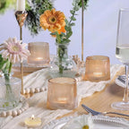 DARJEN Gold Ribbed Tealight Votive Candle Holders Set of 10- Tea Light Candle Holders Glass for Table Centerpiece, Votive Candle Holders for Home, Wedding & Fall Decor