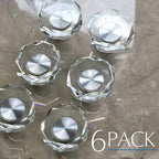 JEREVER 6 Pack Glass Crystal Knobs Brushed Nickel Drawer Pull Cabinet Handle for Dresser Kitchen (Polygon)