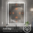 24x32 Inch Led Mirror for Bathroom with Front Light and Backlit, Dimmable Anti Fog Wall Bathroom Mirror with Led Lights, Water Proof, Decor Vanity Mirror