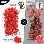 NESCCI Bougainvillea Artificial Flowers Plants for Outdoor Outside Fall Autumn Decor, 2 PCS Faux Silk Long Trailing Vines UV Resistant Fake Flowers for Front Door Porch Planter Urn Patio
