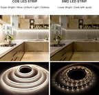 LED Strip Lights 32.8FT,Dimmable cob led Strip with Adapter and Remote,24V Strip Lights CRI90+ 8mm Wide 3840leds,Natural White 4000K Indoor led Tape,Perfect for Cabinet,Room,Kitchen,TV
