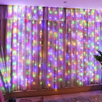 HXWEIYE 300LED Fairy Curtain Lights, 9.8x9.8Ft USB Plug-in 8 Modes Christmas String Hanging Lights with Remote for Bedroom Backdrop Wedding Party Indoor Wall Decor, Multicolor, Standard