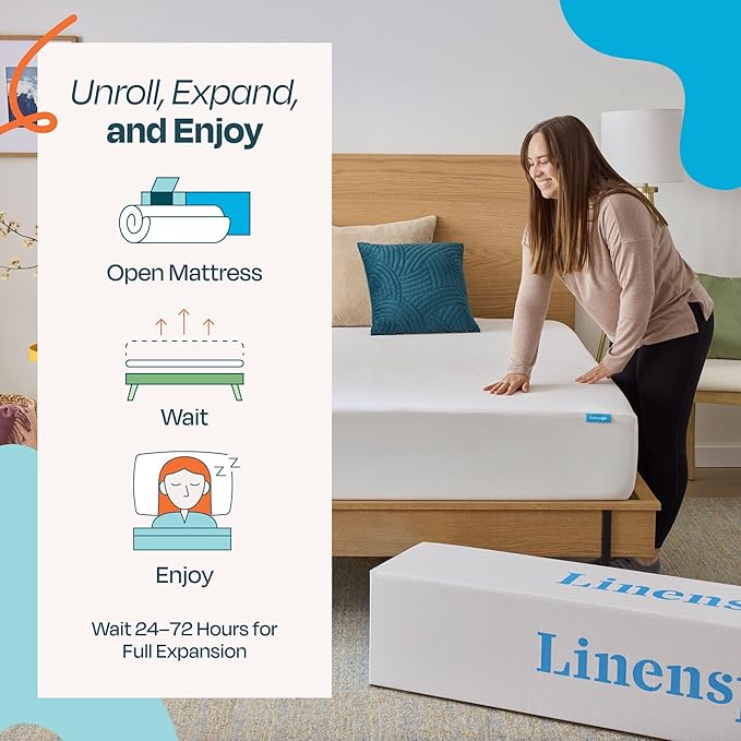 Linenspa 10 Inch Gel Infused Memory Foam Mattress – Queen Size – Medium Plush - Cooling Gel - Mattress in a Box - Primary or Guest Bedroom - Pressure Relieving and Breathable – CertiPUR-US Certified