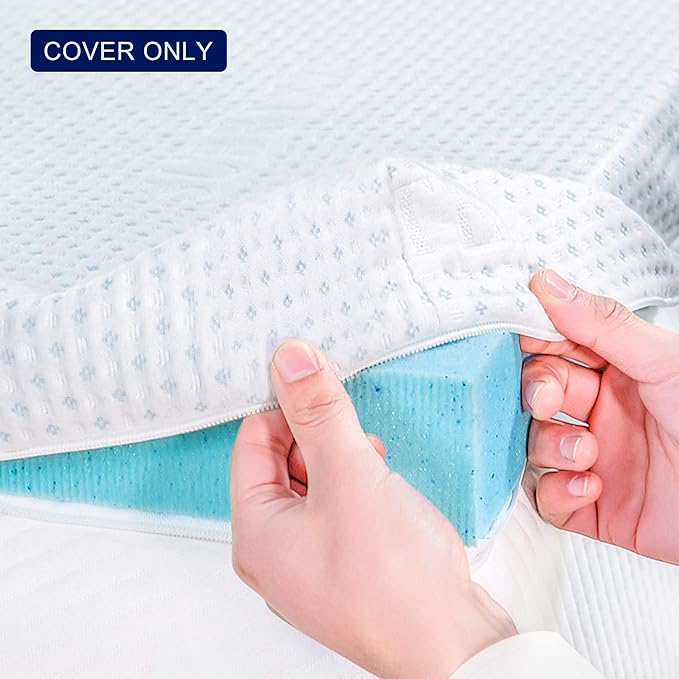 Subrtex 4 Inch Mattress Topper Cover (Only Cover) Mattress Topper Protector Bedding Rayon Made from Bamboo Removable Mattress Encasement with Zippers, King
