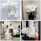 10Pcs in Bulk Artificial White Cherry Full Blossom Branches 35 Inch for Tall Floor Vase Wedding Home Decoration Fake Silk Flowers for Table Centerpiece Garden Party Indoor Outdoor (White - 10Pack)