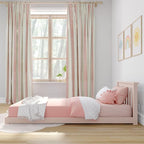 Max & Lily Classic Twin Floor Bed, 79.75 Inches, Solid Wood Low Bed Frame for Kids, Modern Floor Bed for Bedroom, Blossom