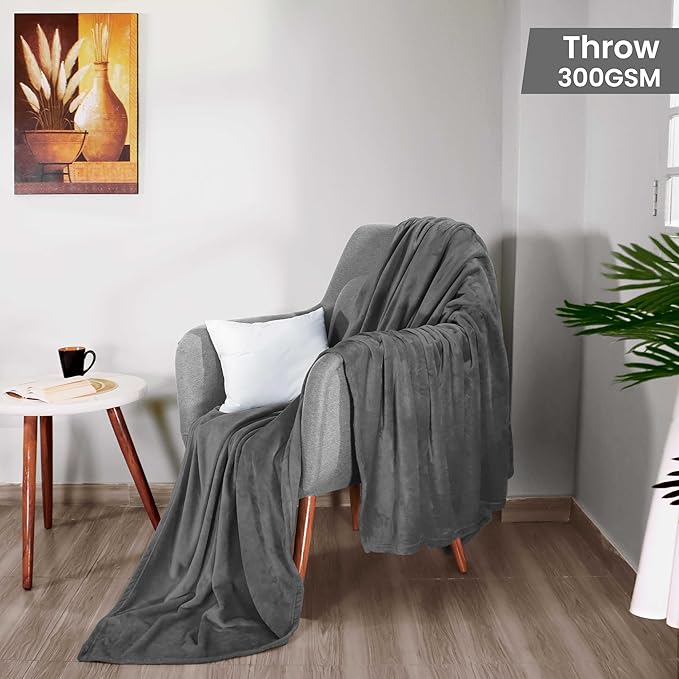 Utopia Bedding Fleece Blanket Throw Size Grey 300GSM Luxury Anti-Static Fuzzy Soft Microfiber Blanket for Couch, Sofa and Bed (60x50 Inch)