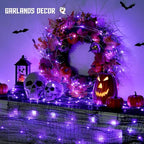 JMEXSUSS 2 Pack Christmas Fairy Lights Battery Operated, Total 200 LED 66ft Purple Christmas Lights with Remote, 8 Modes Twinkle String Lights Light for Halloween Tree Indoor Outdoor Decorations