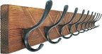 SKOLOO Coat Rack Wall Mount - Antique Wooden Carved- X Cross Coat Hook, Wall Coat Hanger with 10 Hooks for Hanging Coats, Hats, Clothing, Scarfs, Brown & Black