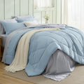 Bedsure Full Size Comforter Set - 7 Pieces Reversible Sky Blue Bedding, Full Size Bed Set for All Seasons, Bed in a Bag with Down Alternative Comforter, Sheets, Pillowcases & Shams