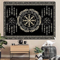 OSUNBD Nordic Vikings Tapestry Small 70x47inches Soft Flannel Vegvsir Symbol Amulet Celtic Rune Scandinavian Aesthetic Mythology Tapestry Wall Hanging for Bedroom Living Room Decor