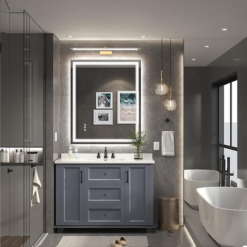 30x36 Inch Led Mirror for Bathroom with Front Light and Backlit, Dimmable Anti Fog Wall Bathroom Mirror with Led Lights, Water Proof, Decor Vanity Mirror