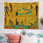 Batmerry Yellow Ancient Egyptian Tapestry, Horus Wall Art Hanging Decoration Polyester Fiber White Ruffled Around For Dorm Room Bedroom Living Room, 30 X 40 Inches