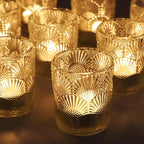 Woho 24pcs Clear Votive Candle Holders, Glass Tea Lights Candle Holder for Wedding Table Centerpiece, Vintage Tealight Candle Holder Decor for Anniversary, Bridal Shower Christmas Party