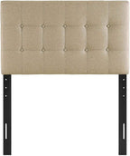 Modway Emily Tufted Button Linen Fabric Upholstered Twin Headboard in Beige