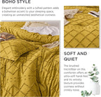Bedsure Queen Comforter Set - Mustard Yellow Comforter, Boho Tufted Shabby Chic Bedding for Kids, 3 Pieces Vintage Farmhouse Bed Set for All Seasons, Fluffy Soft Bedding with 2 Pillow Shams