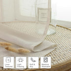 Aiyufeng Faux Linen Sheer Curtains 54 Inch Length 2 Panel Set, Fresh Farmhouse 54 Inch Long Sheer Linen Look Airy & Lightweight Elegant Window Treatments for Bedroom/Living Room/Kitchen, 30Wx54L inch