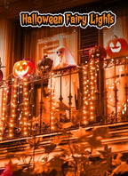 Minetom Halloween Fairy Lights, 33Ft 100 LED Battery Operated Fairy Lights, Waterproof Copper Wire Mason Jar Lights for Home Party Ghost Haunted House Indoor Outdoor Halloween Decorations, Orange