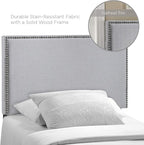 Modway Region Linen Fabric Upholstered Twin Headboard in Gray with Nailhead Trim