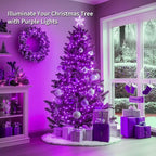 JMEXSUSS 4 Pack 50 LED Halloween Fairy Lights Battery Operated, 16.1ft Purple String Lights, Mini Christmas Lights Indoor Outdoor Waterproof for Bedroom Party Halloween Christmas Decorations