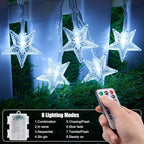 Brightown Star String Lights Battery Operated - 17 ft 50 LED Star Fairy String Lights with Remote and Timer, 8 Modes Waterproof for Bedroom Tent Loft Bed Patio Party Wedding Decor, White
