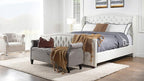 Jennifer Taylor Home Marcella Upholstered Shelter Headboard Bed Set, King, Antique White Polyester