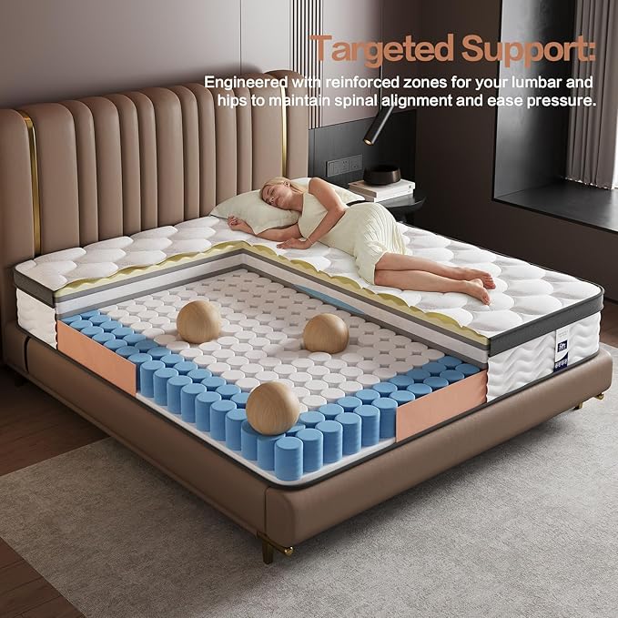 Queen Mattress,12 Inch Queen Size Mattress in a Box,Gel Memory Foam and Pocket Spring Hybrid Mattress,Ideal for All Sleep Positions,CertiPUR-US Certified,Shoulder Support-Medium Firm,80" x 60"