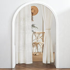 RYB HOME Natural Linen Blend Curtains - Semi Sheer Privacy Window Drapes, Soft Breathable Vintage Light Filtering Sheer Curtains 108 Inches Long for Sliding Door Bedroom, W 52 x L 108, 2 Pcs, Linen