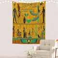 Batmerry Yellow Ancient Egyptian Tapestry, Horus Wall Art Hanging Decoration Polyester Fiber White Ruffled Around for Dorm Room Bedroom Living Room, 59.1x39.4 inches