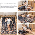Black Floral Japanese Futon Floor Mattress, Bed Mattress Topper Portable Thick Sleeping Pad Floor Bed Roll Up Camping Mattress Folding Couch Bed Mattress Pad for Guest Room, Twin Size