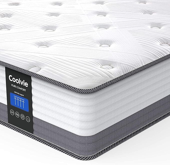 Coolvie Full Size Mattress 10 Inch Hybird Mattresses Full Bed Size Built in Pocketed Coils and Gel Memory Foam Layer, Low Motion Transfer & Breathable Bed Mattress in A Box