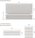 Vänt Upholstered Wall Panels - Queen/Full Size Wall Mounted Headboards - Boucle Ivory - Set of 4 Panels (Each Individual Panel 30"x11.5")
