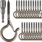24 PCS Q-Hanger Hooks, Screw Hooks for Outdoor String Lights, Safety Buckle Design Cup Eye Hook for Hanging Christmas Lights, Plants, Mounted on Wall Ceiling, Include 1 Wing Nut Driver, Copper