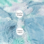 Tuddrom Decorative Extra Soft Faux Fur Throw Blanket,Solid Reversible Fuzzy Lightweight Long Hair Shaggy Blanket,Fluffy Cozy Plush Fleece Comfy Microfiber Fur Blanket for Couch Sofa Bed,Tie Dye Blue