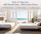 California Design Den 2-Pack King Sheet Set 400 Thread Count 100% Cotton Sateen - Extra Soft, Breathable & Cooling Sheets, Wrinkle Resistant, 2 Sets of Deep Pocket King Sheet Set Cotton - Light Grey