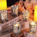 Votive Candle Holders Set of 24, Speckled Mercury Silver Candle Holders for Wedding Centerpiece Table Decorations, Tealight Candle Holder for Party Bridal Shower Decor, Home Decor