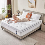 Full Size Mattress, 12 Inch Hybrid Mattress in a Box, Memory Foam and Individual Pocket Springs, Fiberglass Free, Soft and Breathable, Medium Firm Feel
