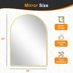 Delma Arched Bathroom Mirror, 28"x40" Wall Mounted Vanity Mirror for Bedroom, Living Room and Entryway, Gold