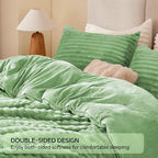 BEDELITE Fleece California King Comforter Set -Super Soft & Warm Fluffy Green Bedding, Luxury Fuzzy Heavy Bed Set for Winter with 2 Pillow Cases