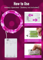 Minetom Fairy Lights Battery Operated, 2Pack 33Feet 100 LEDs Mini Battery Powered String Lights, Waterproof Twinkle Lights Mason Jar Lights for Indoor Home Wedding Christmas Decoration, Pink