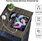 Fixwal Night Stand with Charging Station, LED Nightstand with U-S-B Ports and Outlets, 3 Fabric Storage Drawers with PU Finish, Bed Side Table, Charcoal Gray