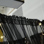 Akiky Canopy for Girls Room Black Bed Curtains Elegant Sheer Curtain for Twin Full Queen King Size Bed Drapes,8 Panels Canopies with Light,Room Décor(Twin,Black)