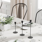 Matte Black Taper Candle Holders, Set of 3 Metal Candlestick Holders for Candle Sticks Holder Decor, Ideal for Mantle Table Centerpiece, Weddings, Dining, Housewarming Gift & Anniversaries